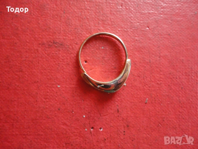 Позлатен пръстен с камък 1, снимка 2 - Пръстени - 53052476