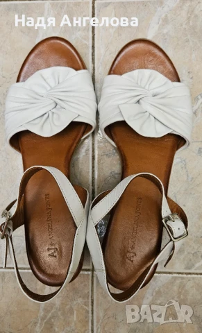 Дамски бели сандали, естествена кожа - 50 лв