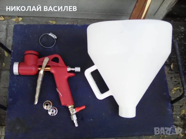 Пневматичен пистолет за шпакловка , мистрия ,текстурирана боя ,мазилка ,течен хоросан-дъзи 4/6/8 мм., снимка 3 - Железария - 46160366