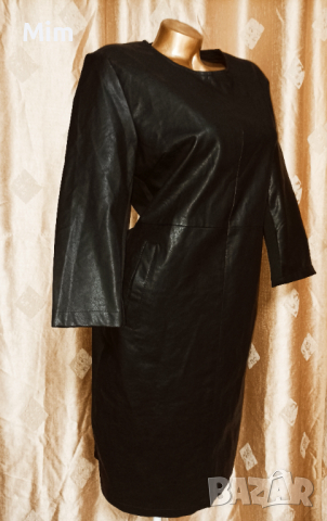 М/ L Черна рокля от кожа и стегнато трико с дълъг ръкав, снимка 3 - Рокли - 36253914