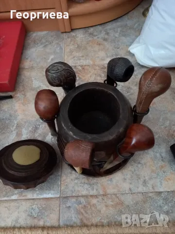 Шест броя лули с дървена поставка , снимка 2 - Лули - 50292582