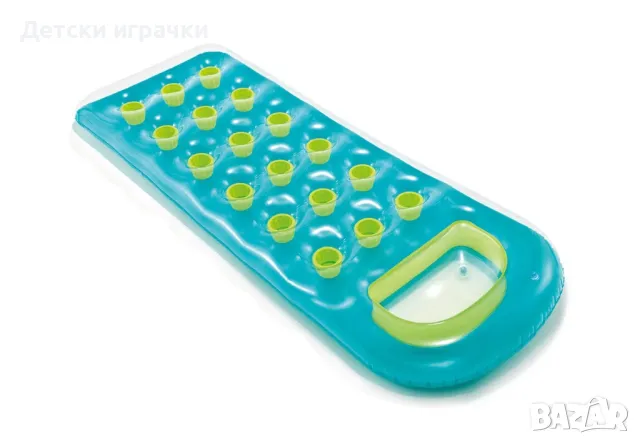 Надуваем дюшек Intex 18-Pocket, 188х71 см, PVC, с чашки, син/оранжев, снимка 4 - Надуваеми играчки - 50030749