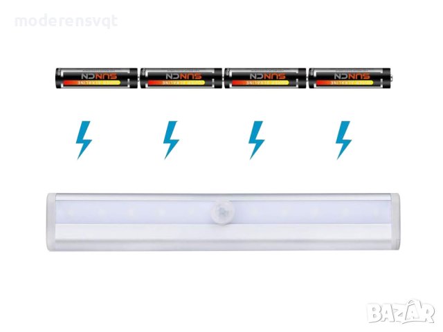 Самозалепваща LED лампа със сензор за движение, снимка 3 - Лед осветление - 42370342