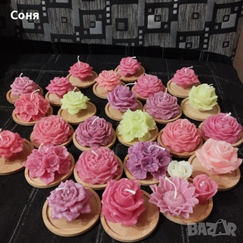 Ароматни восъчни свещи - цветя и рози  различни цветове, снимка 4 - Романтични подаръци - 53168815