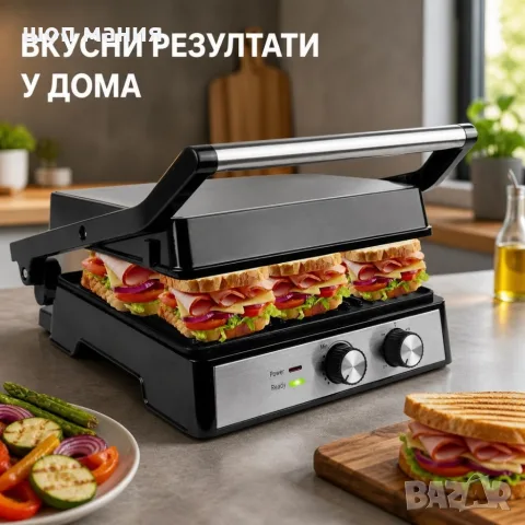 Електрически контактен грил с отваряне на 180°, снимка 4 - Скари - 55976587