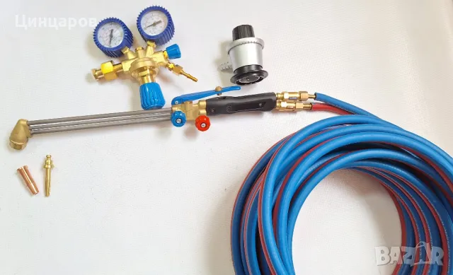 Резак, резаци дължина от 500 до 1400мм, маркуч сдвоен 10м, регулатори газ и кислород