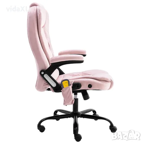 vidaXL Масажиращ офис стол, розов, кадифе, снимка 2 - Столове за офис - 56146292