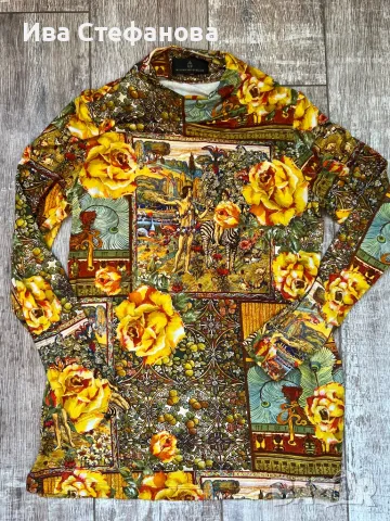 100% оригинална маркова еластична вискоза елегантна блуза Alfredo Pauly барок винтидж ретро стил , снимка 3 - Блузи с дълъг ръкав и пуловери - 47272771