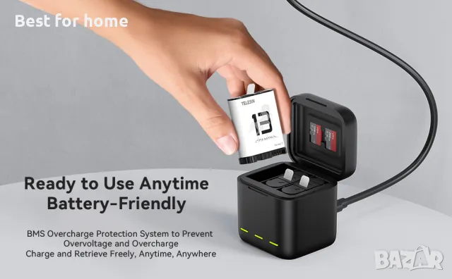 Go Pro HERO 13 Комплект батерии и зарядно TELESIN , снимка 5 - Камери - 50105088