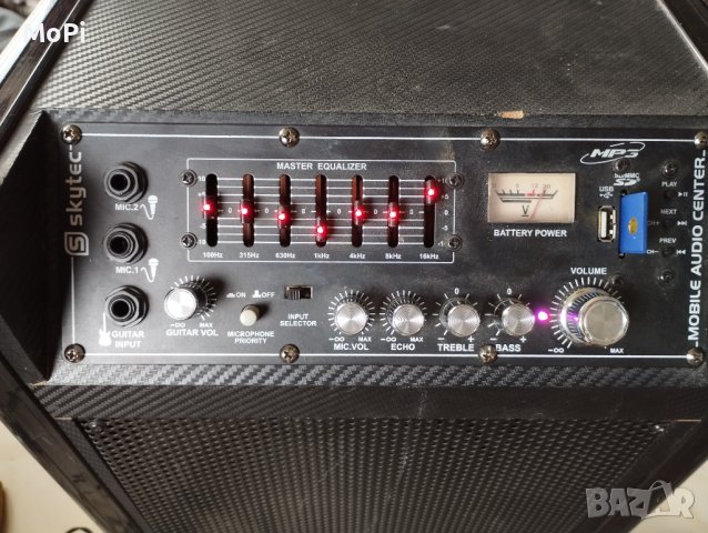 SKYTEC ST-075 - мобилна аудио система SD/USB /китарен, микрофонни входове, ехо ефект, снимка 7 - Ресийвъри, усилватели, смесителни пултове - 42685570