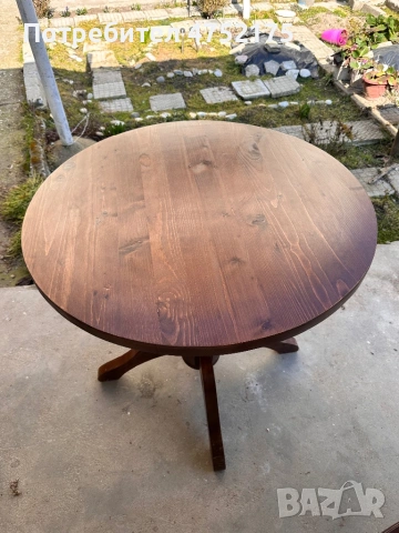 Кръгла дървена маса, снимка 2 - Маси - 53745606