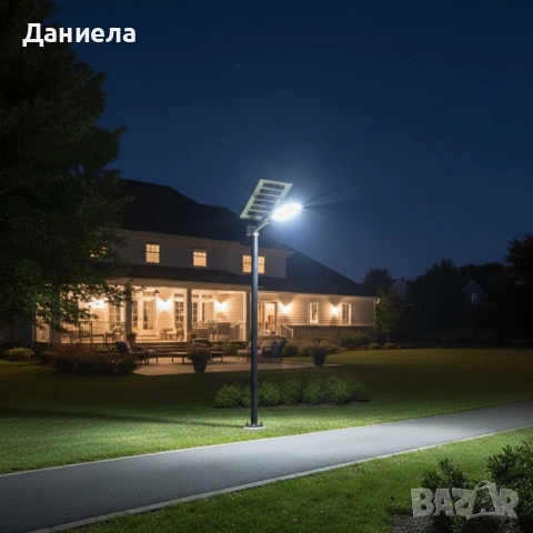 Соларна LED улична лампа IP67 – 50W / 100W / 300W мощна светлина без сметки за ток, снимка 3 - Външни лампи - 53152348