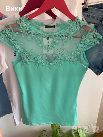 Дамска блуза с дантела , снимка 10 - Тениски - 41227406