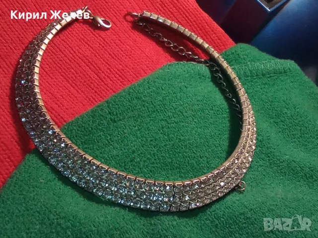 ПОСРЕБРЕНА КРИСТАЛНА РЕТРО АРТ ОГЪРЛИЦА КОЛИЕ 47206, снимка 16 - Колиета, медальони, синджири - 47296068