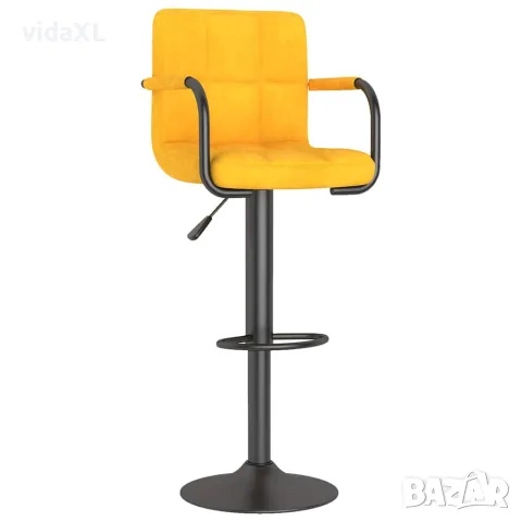 vidaXL Бар табуретки, 2 бр, горчица, кадифе, снимка 3 - Столове - 56147010