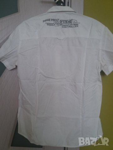 Мъжка спортна бяла риза с къс ръкав  EXSIDE с джобове, снимка 4 - Ризи - 33849621