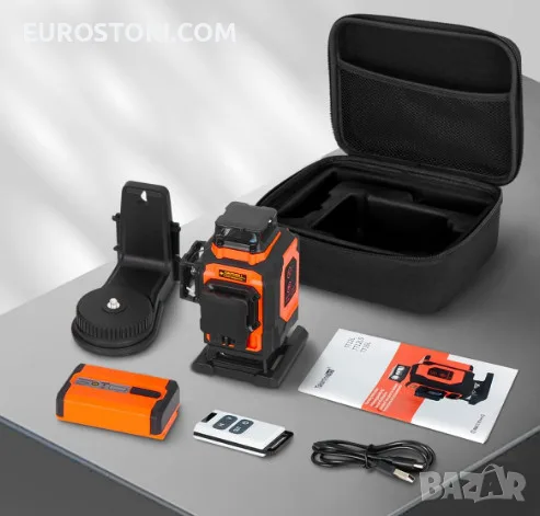 Лазерен нивелир TakamineTech с кръстосани линии, зелени диоди, 4 x 360 градуса, 5200 mAh, снимка 9 - Измервателни инструменти - 56088564