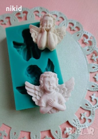 2 Малки ангелчета ангела ангел силиконов молд форма за украса торта фондан гипс кръщене