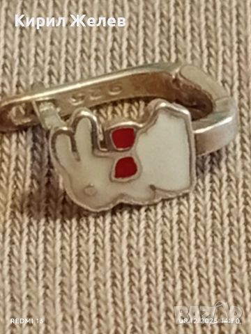 Емайлирана сребърна обеца във формата на ЗАЙЧЕ стил и елегантност 33063, снимка 7 - Обеци - 52690839