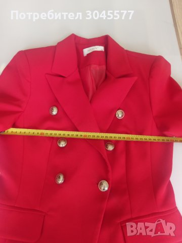 Жакет сако червен, размер S , снимка 2 - Костюми - 39763772