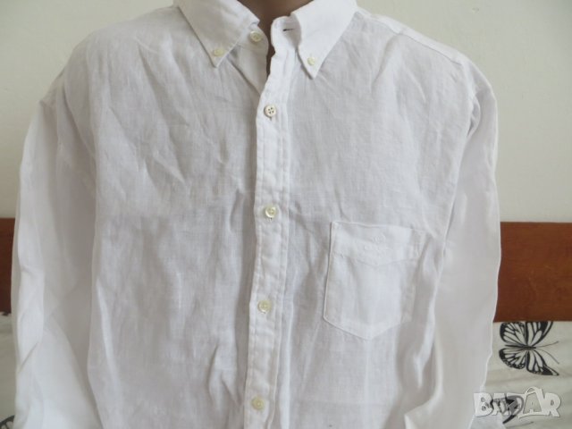 Мъжка риза с дълъг ръкав от лен Gant, снимка 2 - Ризи - 41884767