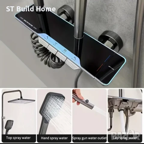 Луксозен Душ Комплект в Пистолетно Сиво – Модерен Дизайн, снимка 3 - Душове - 51117016