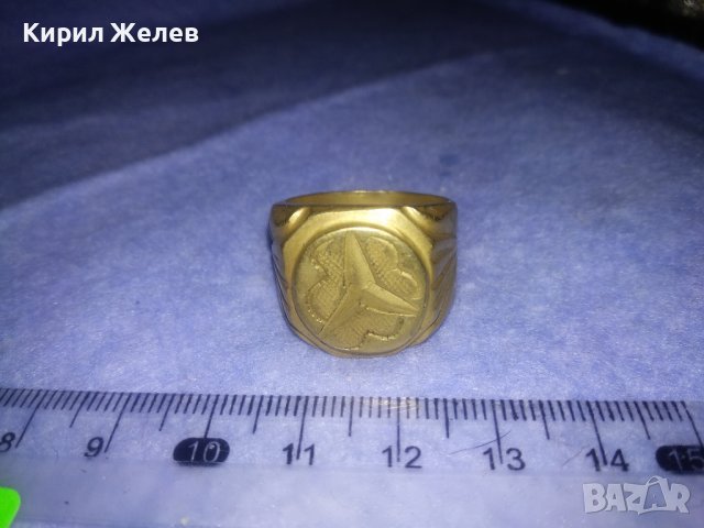 СТАР БРОНЗО РЕТРО ПРЪСТЕН с ЕМБЛЕМАТА на МЕРЦЕДЕС БЕНЦ и ПЕЧАТИ за ЗЛАТО 750 и 18К За КОЛЕКЦИЯ 32600, снимка 11 - Антикварни и старинни предмети - 39722722