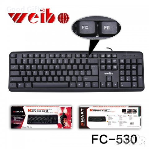 Водоустойчива клавиатура Weibo FC-530, снимка 5 - Клавиатури и мишки - 39301118