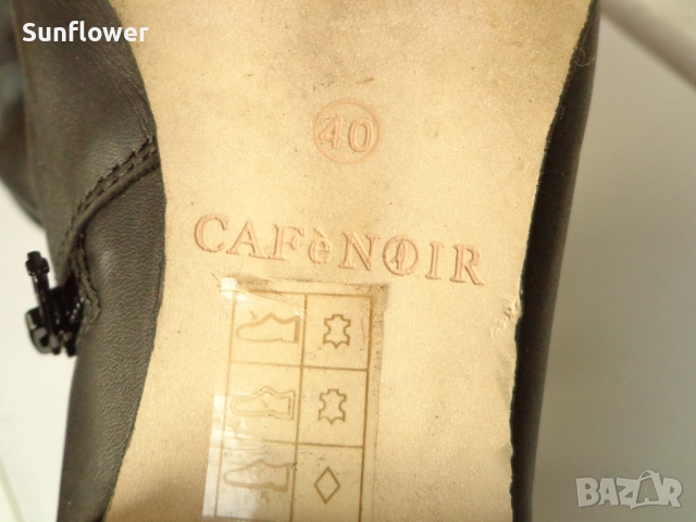 Черни кожени боти с капси Café Noir, размер 40 , снимка 4 - Дамски боти - 51722196