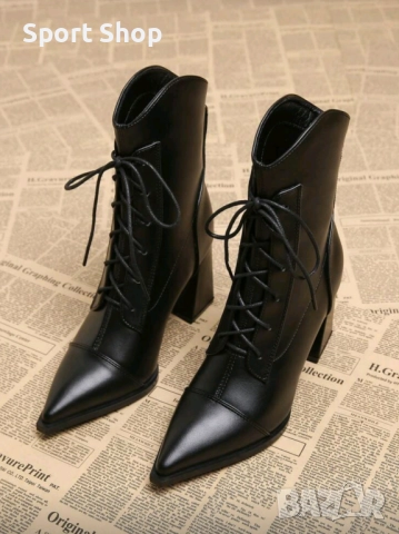 Дамски кожени боти с остър връх , снимка 2 - Дамски боти - 52773502