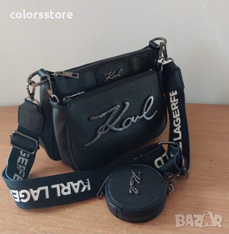 Черна чанта Karl Lagerfeld/3в1 код SG-Z126, снимка 2 - Чанти - 42277822