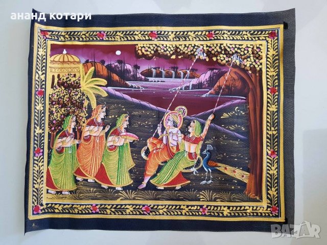 Индийски ръчно рисувани картини върху плат, снимка 1 - Картини - 35815487