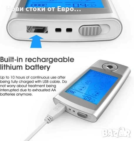 TENS дигитален електр мускул стимулатор,EMS,LCD екран,2 канала,8електрода, снимка 5 - Масажори - 53322750