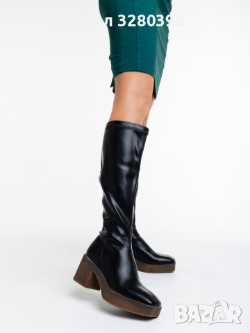 ПРОМОЦИЯ! -30% Дамски боти на ток от кожа в черен цвят, снимка 6 - Дамски боти - 42627547