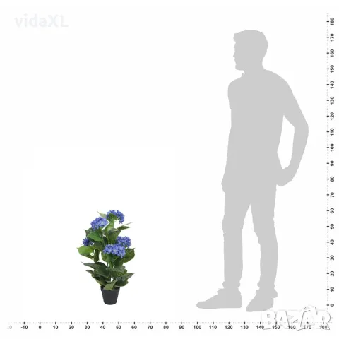 vidaXL Изкуствено растение хортензия със саксия, 60 см, синя, снимка 2 - Изкуствени цветя - 56146421