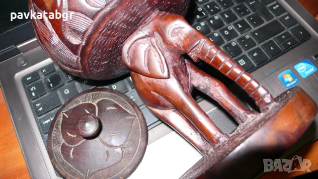 Слон от махагон, снимка 2 - Антикварни и старинни предмети - 53086600