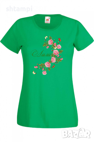 Дамска тениска Лили цветя и пеперуди Имен ден Подарък,Изненада,Празник,Цветница, снимка 3 - Тениски - 36442202