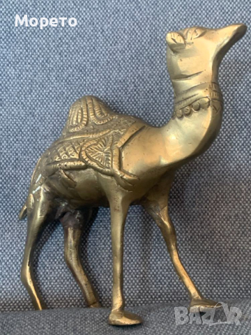 Стара масивна бронзова пластика-камила-414 гр, снимка 6 - Колекции - 44807281