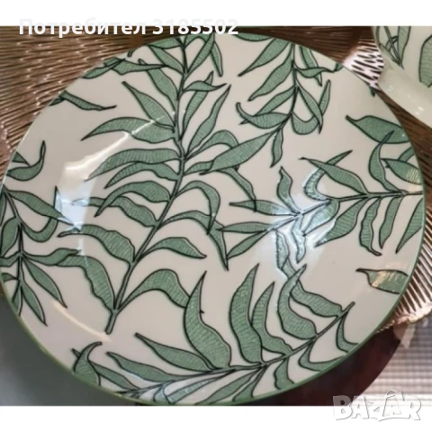 Порцеланова чиния с пластмасова поставка 19см, Листа 2, снимка 2 - Чинии - 51392421