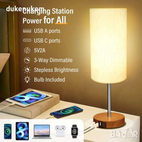 LED нощна лампа с USB зареждане и сензорно управление, снимка 4 - Лед осветление - 53092877