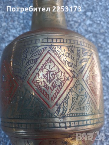 Индийска месингова рисувана ваза, снимка 3 - Декорация за дома - 34117504