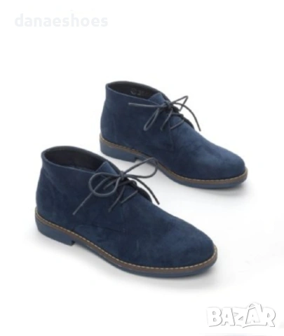 Дамски кларкове от велур в черно и синьо , снимка 6 - Дамски боти - 47351830