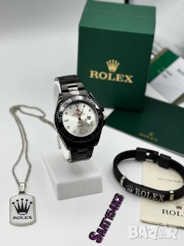 часовник, колие и гривна rolex в кутия, снимка 5 - Бижутерийни комплекти - 50406735