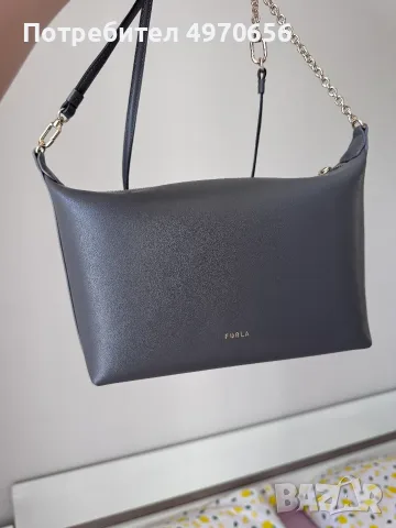 Тъмносива чанта Furla- естествена кожа