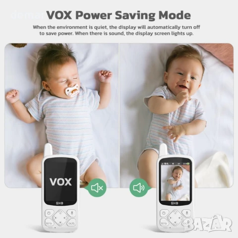 GHB Бебефон с камера и нощно виждане 2.8'' 720P HD 2000mAh, двупосочно аудио, снимка 4 - Бебефони - 50860118