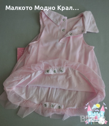 Рокля от памук и шифон с аксесоар за коса, снимка 5 - Бебешки рокли - 51574914