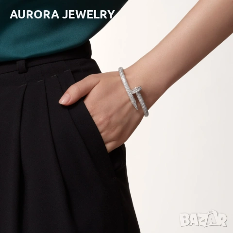 CARTIER Nail Juste un Clou Rose Gold Large Paved Diamonds Гривна Пирон, снимка 11 - Гривни - 53007382