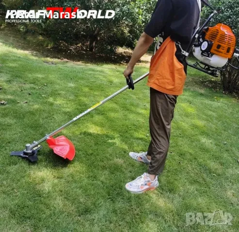 Гръбен бензинов тример за трева KraftWorld + Метална Верижна Глава, снимка 2 - Други инструменти - 50432799