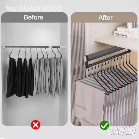 Разтегаема алуминиева релса за дрехи за гардероб 392 мм сиво/бяло, снимка 3 - Гардероби - 51985887