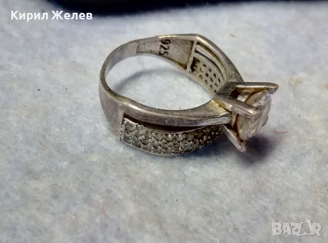 ПРЕКРАСЕН СКЪПОЦЕНЕН СРЕБЪРЕН ПРЪСТЕН СРЕБРО 925 с ГОЛЯМ БЛЕСТЯЩ ЦИРКОН и МНОГО МАЛКИ ЦИРКОНИ 305665, снимка 7 - Пръстени - 49981849
